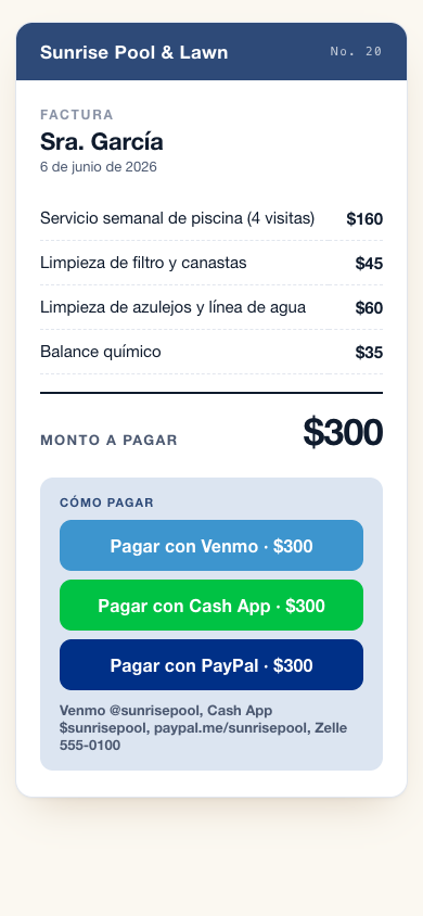 PaperSlip invoice — text it, get paid with a tap